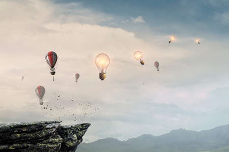 Hot air balloon floating . Mixed mediaの写真素材