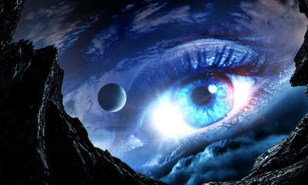 Human eye and space.