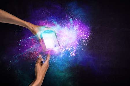 Magic gift box image . Mixed media