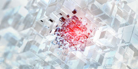 Floating cubes. Innovation and creativity conceptの写真素材