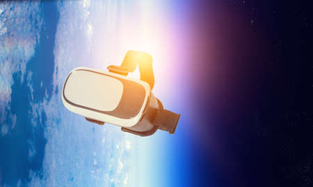 Image of floating virtual reality goggles