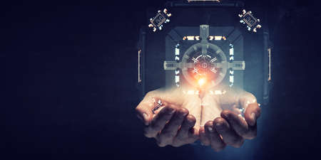 Technology and innovation concept . Mixed mediaの写真素材