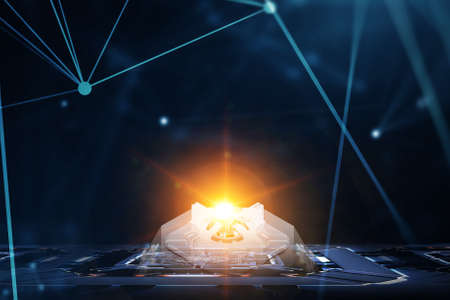 Technology and innovation concept . Mixed mediaの写真素材