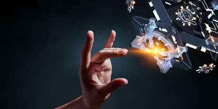 Technology and innovation concept . Mixed mediaの写真素材