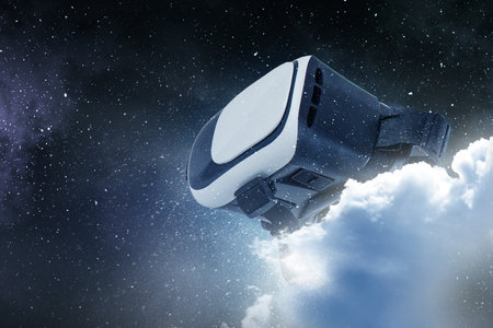 Image of floating virtual reality goggles