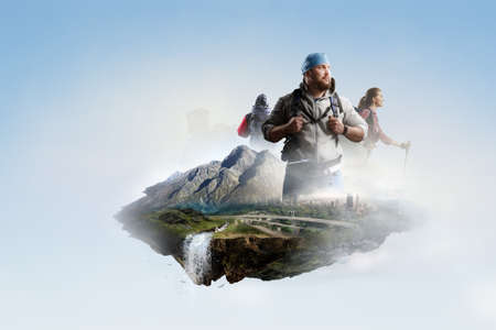 Young traveler exploring the world conceptの写真素材