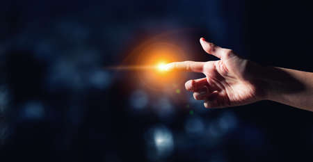 Concept of new ideas with innovative technology and creativityの写真素材