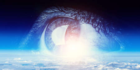 Human eye and spaceの写真素材