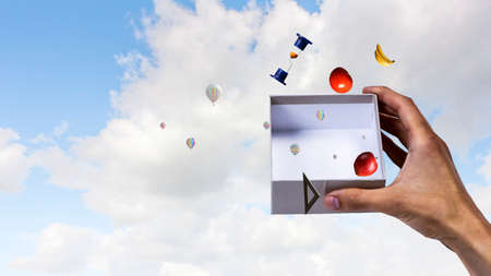 Magic gift box image . Mixed media
