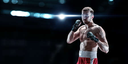 Young man boxing. . Mixed mediaの写真素材