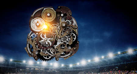 Gears and cogs macro . Mixed media