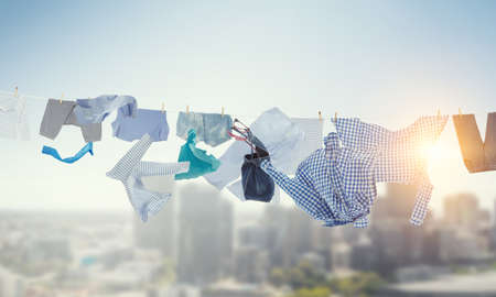 Washing and cleaning clothes . Mixed mediaの写真素材