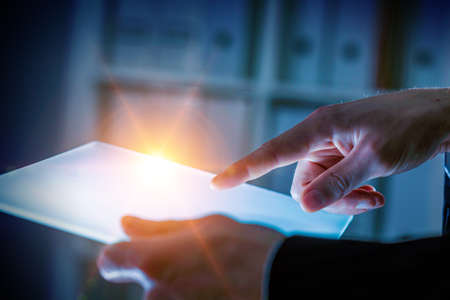Technology and innovation concept . Mixed mediaの写真素材
