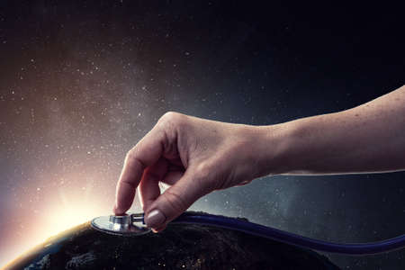 Medical technology network concept . Mixed mediaの写真素材