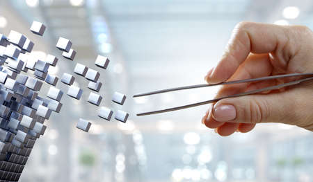 Glowing cubes. Innovation and creativity conceptの写真素材