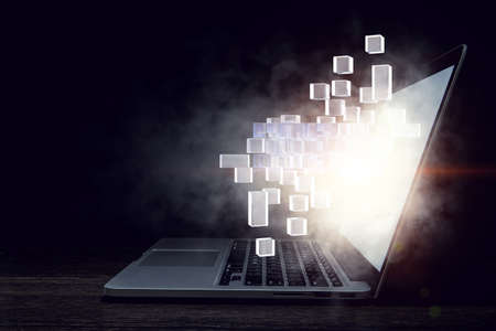 Glowing cubes. Innovation and creativity conceptの写真素材