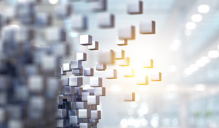 Glowing cubes. Innovation and creativity concept