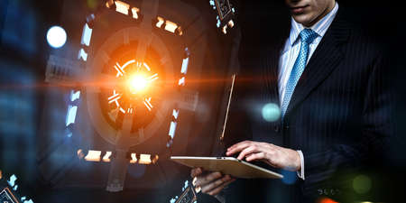 Technology and innovation concept . Mixed mediaの写真素材