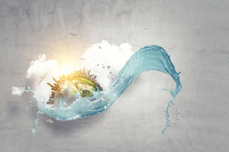 Global ecology concept . Mixed mediaの写真素材