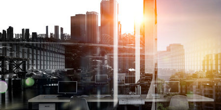 Glass wall of modern buildingの写真素材