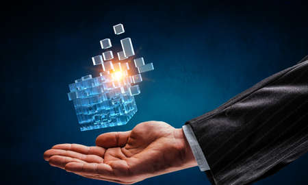 Glowing cubes. Innovation and creativity conceptの写真素材