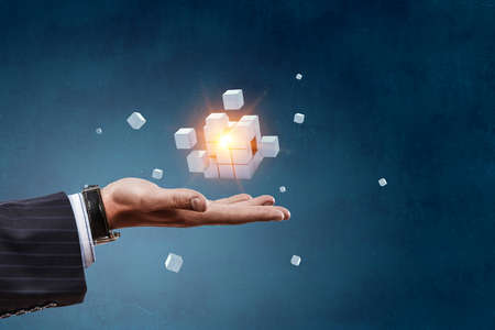 Glowing cubes. Innovation and creativity conceptの写真素材