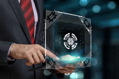 Technology and innovation concept . Mixed mediaの写真素材