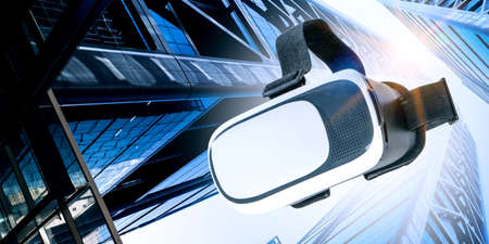 Image of floating virtual reality goggles