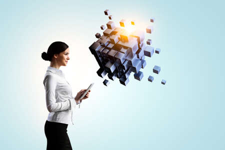 Glowing cubes. Innovation and creativity conceptの写真素材