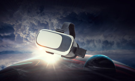 Image of floating virtual reality goggles
