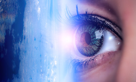 Human eye and space. Elements of this image furnished by NASA.の写真素材
