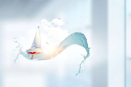 Sailing on the wave . Mixed mediaの写真素材