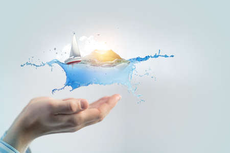 Sailing on the wave . Mixed mediaの写真素材