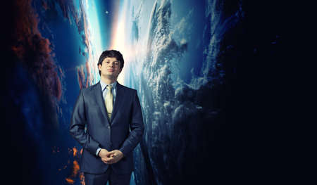 Young confident businessman . Mixed media
