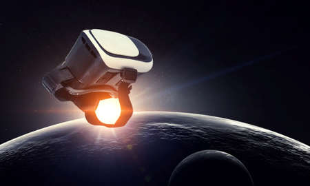 Image of floating virtual reality goggles