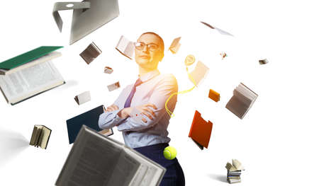 Young businesswoman portrait, thinking face expressionの写真素材