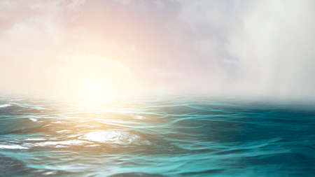 Underwater blue ocean wide panorama backgroundの写真素材