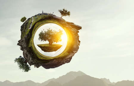 Green curved landscape with grassの写真素材