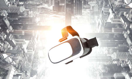 Image of floating virtual reality goggles