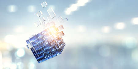 Glowing cubes. Innovation and creativity conceptの写真素材