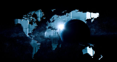 Global technologies concept.  Mixed mediaの写真素材