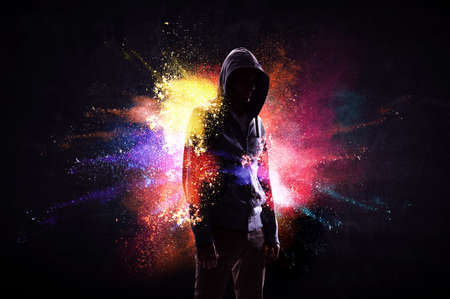 Silhouette of man in hoody