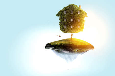 Little Eco House on the green grass