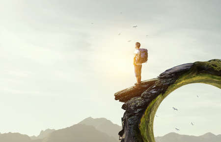 Young traveler exploring the world conceptの写真素材