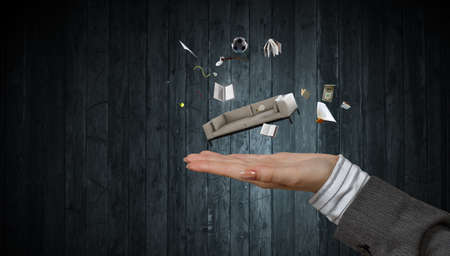 Female open hands for product.の写真素材