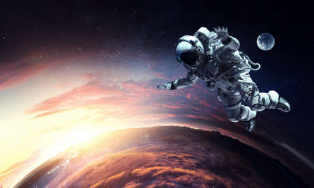 Astronaut at spacewalk  mixed mediaの写真素材