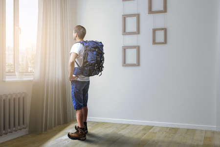 Young traveler exploring the world conceptの写真素材