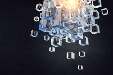Glowing cubes. Innovation and creativity conceptの写真素材