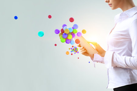 Science concept with sphere modelの写真素材