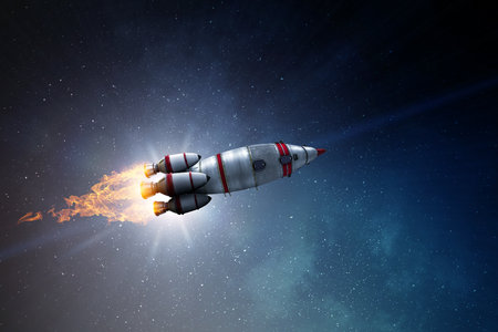 Rocket space ship . Mixed mediaの写真素材